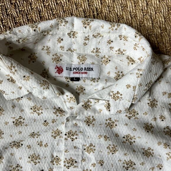 Vintage Women’s US Polo Assn Floral Button Up Blouse Sz Large - Picture 3 of 8